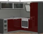 Кухня с червени врати МДФ гланц