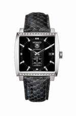 MONACO Automatic Black Python Diamonds